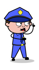 Pointing Finger - Retro Cop Policeman Vector Illustration