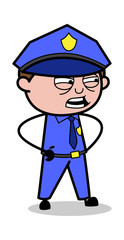 Irritating - Retro Cop Policeman Vector Illustration