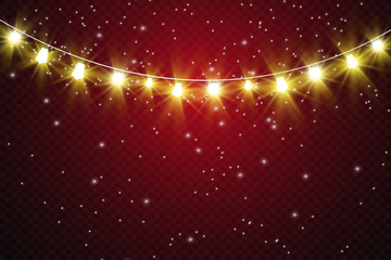 Fototapeta na wymiar Christmas bright, beautiful lights, design elements. Glowing lights for design of Xmas greeting cards. Garlands, light Christmas decorations.