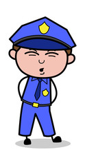 Feeling Pain - Retro Cop Policeman Vector Illustration