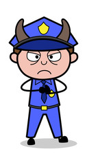 Rage - Retro Cop Policeman Vector Illustration