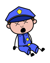 Screaming in Pain - Retro Cop Policeman Vector Illustration