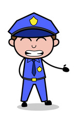 Disgust - Retro Cop Policeman Vector Illustration