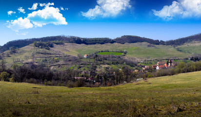Fototapeta na wymiar Landscape of Atel. A beautiful village in Transylvania Romania