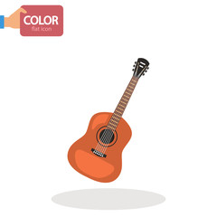 Acoustic guitar color vector icon. Flat design