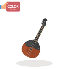 Domra music instrument color vector icon. Flat design