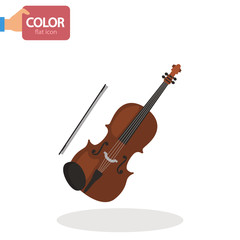Fototapeta na wymiar Violin music instrument color vector icon. Flat design