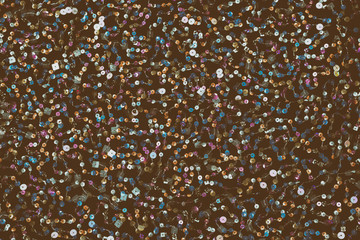 Fabric texture with white and blue sequins. Close-up.