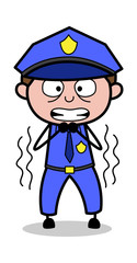 Shivering - Retro Cop Policeman Vector Illustration