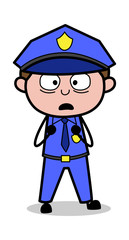 Shocked - Retro Cop Policeman Vector Illustration