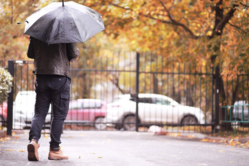 Autumn rainy park in October