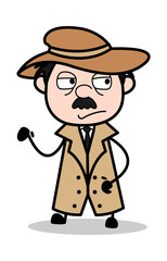 Doubtful - Retro Cartoon Police Agent Detective Vector Illustration
