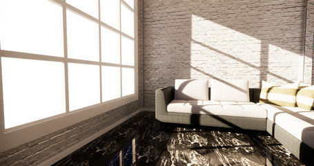 mock up hipster interior japanese style, 3D rendering