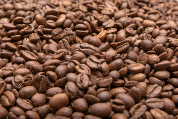 Composition of coffee beans. Coffee beans background. Coffee concept disign.