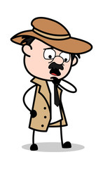 Reminding - Retro Cartoon Police Agent Detective Vector Illustration