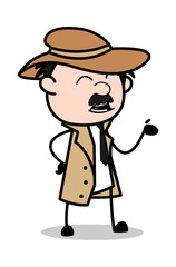 Talking Behavior - Retro Cartoon Police Agent Detective Vector Illustration