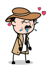 Crazy for Love - Retro Cartoon Police Agent Detective Vector Illustration