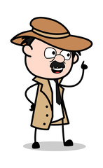 Pointing Finger - Retro Cartoon Police Agent Detective Vector Illustration