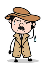 Sorrow - Retro Cartoon Police Agent Detective Vector Illustration