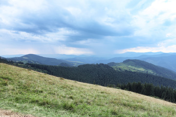 Obraz premium Beautiful landscape with forest and mountain slopes
