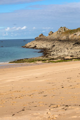 Beautiful sandy beach on the Emerald coast between Saint Malo and Cancale. Brittany, France