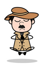 Meditation - Retro Cartoon Police Agent Detective Vector Illustration