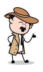 Talking Style - Retro Cartoon Police Agent Detective Vector Illustration