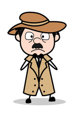 Shocked - Retro Cartoon Police Agent Detective Vector Illustration