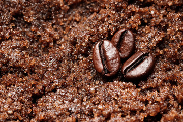 spa scrub coffee and chocolate texture closeup
