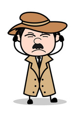 Ignoring - Retro Cartoon Police Agent Detective Vector Illustration