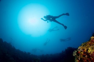 Fototapeta na wymiar Blue Sea Scuba Diving