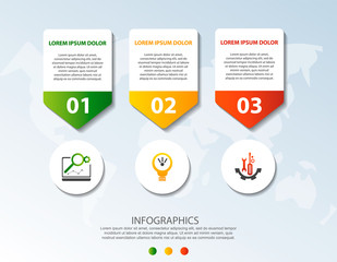 Modern 3D vector illustration. Circular infographic template with three elements, icons and figures. Designed for business, presentations, web design, applications, interfaces, diagrams with 3 steps