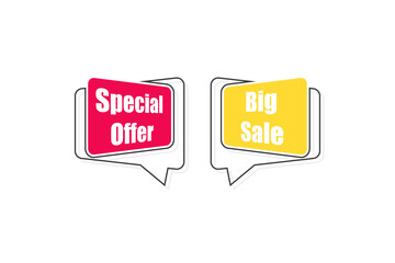 Special offer tag. Big sale tag. Illustration in linear style. Sale banner. Vector