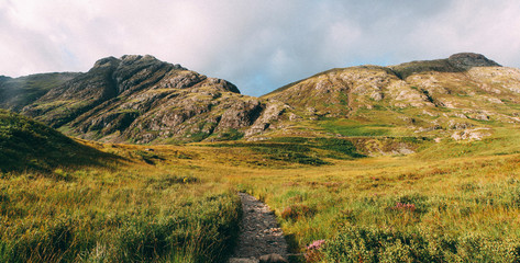 Trail in Glen Coe in the Scottish Highlands