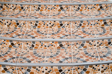 New external staircase covered with ornamental ceramic tiles