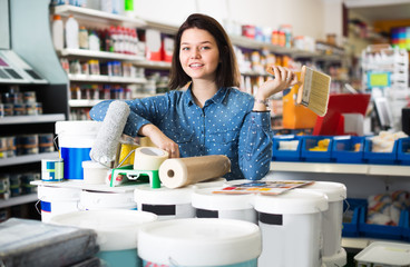 Woman is purchasing tools for house improvements