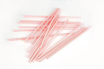 Drinking straws on a white background 