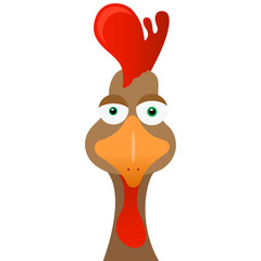 Cute cartoon rooster on a white background. Vector illustration.