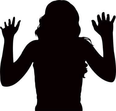 recommend clip art: a woman open up her hands, silhouette vector