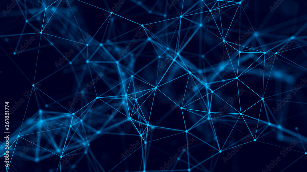 Leinwandbilder Connection background with dots and lines. Big data. Network connection structure. 3D rendering.