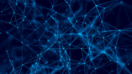 Naklejka na ściany i meble Connection background with dots and lines. Big data. Network connection structure. 3D rendering.