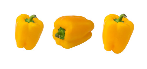 set yellow sweet pepper isolated on white background