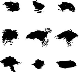Vector collection of ink, grunge, dirty brush, black paint, strokes. Abstract grunge banner. Black brush stroke background