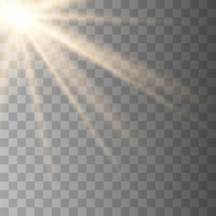 Fototapeta premium Glowing sunlight a transparent background.