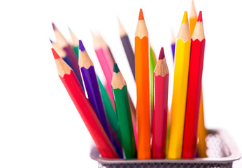 Colour pencils isolated on the white background