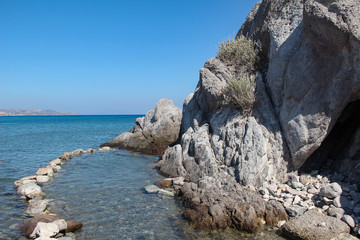 Rocky beaches of the Aegean Sea on the island of Kos