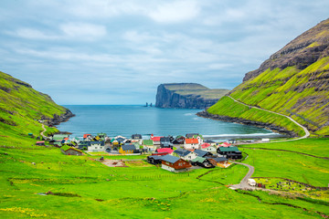  Tjornuvik – beautiful town in the Faroe Islands, sit on the north coast of Streymoy, Faroe Islands, Denmark