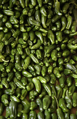 Green peppers in greengrocer