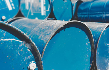 Group of Blue metallic tanks.