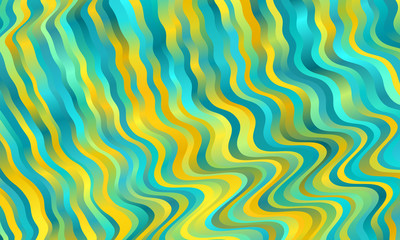 Blue yellow gradient wavy lines background for your modern design, blurred decorative vector backdrop template